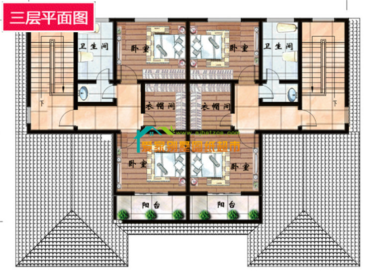 农村自建房三层联排双拼别墅设计图纸效果图施工图